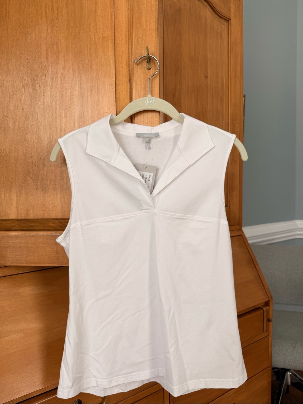 Hinson Wu Emma White Sleeveless Collared Foundation Layer Top S NWT